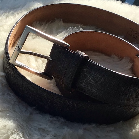 W. Kleinberg Exotic Karung Pebbled Leather Men’s Dress Belt with Nickel Buckle - Picture 14 of 16